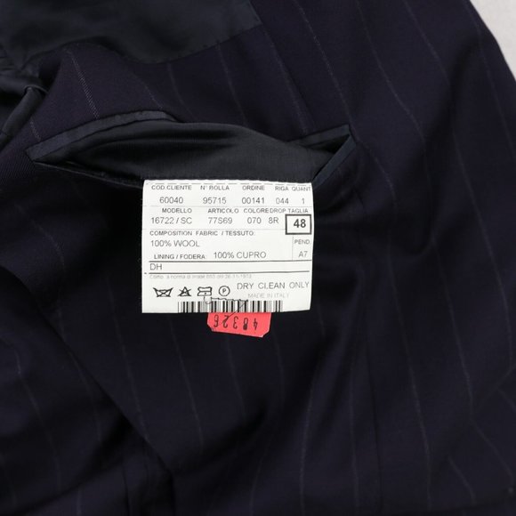 Trussini Linea Nuova Wool Suit 38R Navy Blue Gray Stripes Semi-structured - Picture 10 of 16